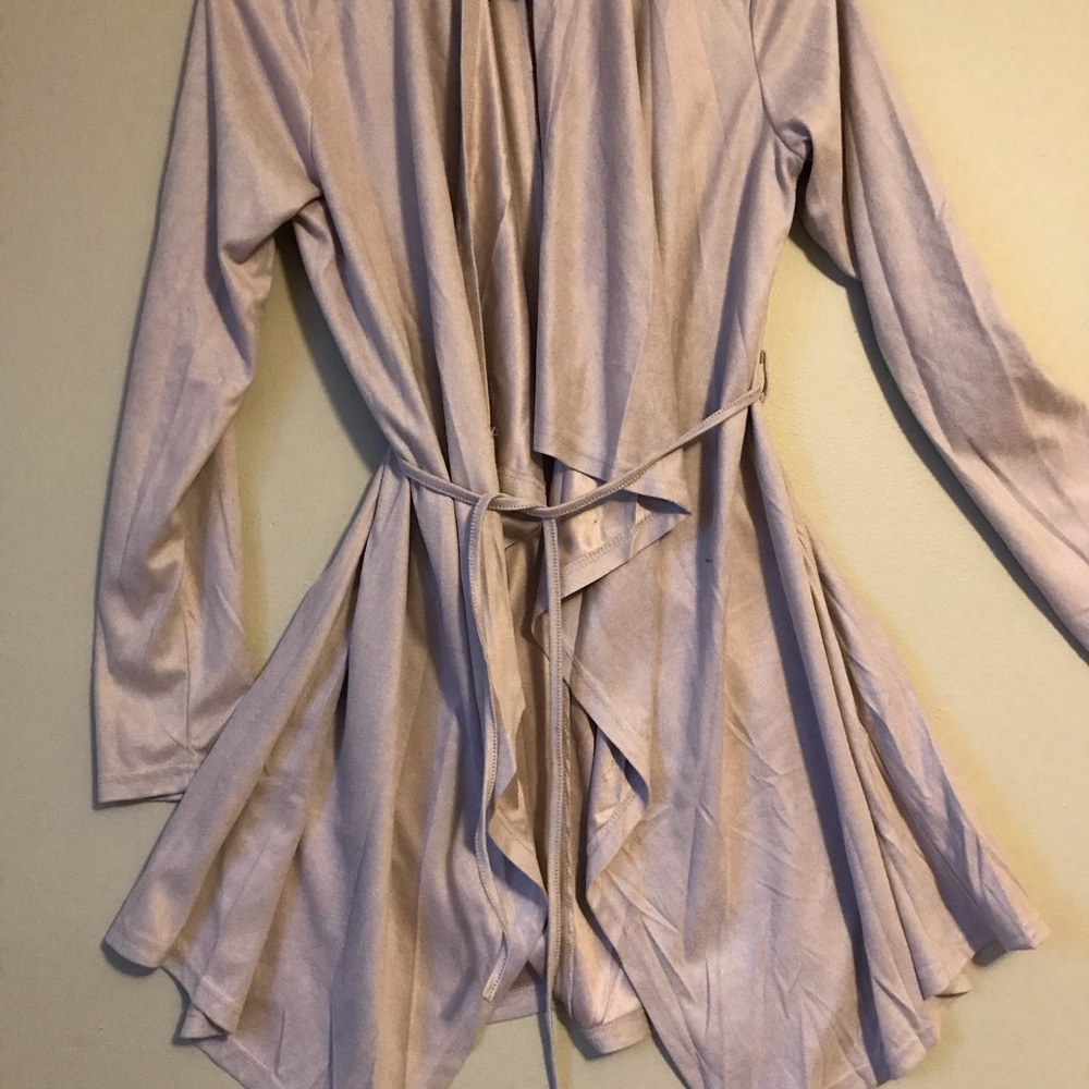 Soft pink suede cardigan